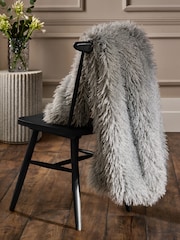 Light Blue Monoglian Faux Fur Throw - Image 2 of 5