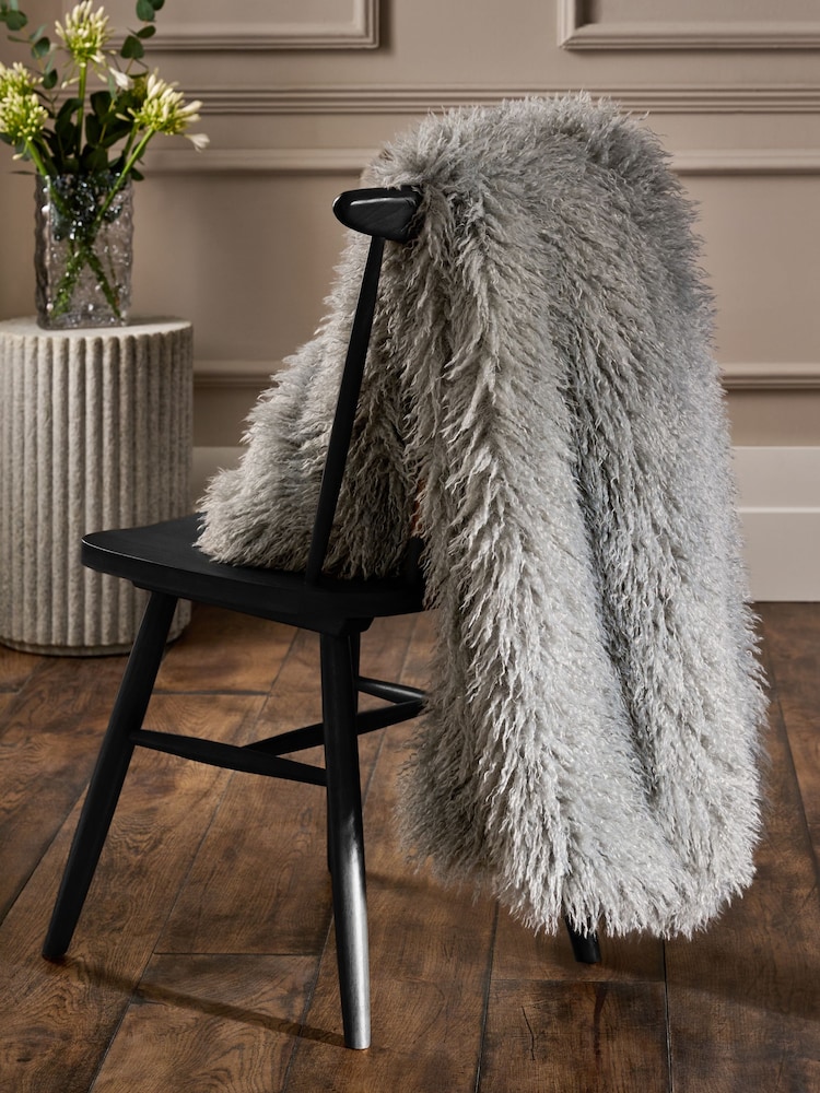 Light Blue Monoglian Faux Fur Throw - Image 2 of 5 Light Blue Monoglian Faux Fur Throw - Image 2 of 5