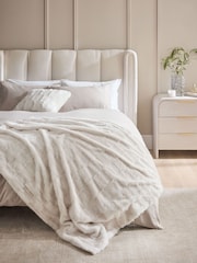 Ivory Textured Faux Fur Check Throw - Image 1 of 6