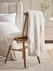 Ivory Textured Faux Fur Check Throw - Image 2 of 6