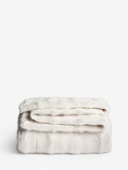 Ivory Textured Faux Fur Check Throw - Image 4 of 6