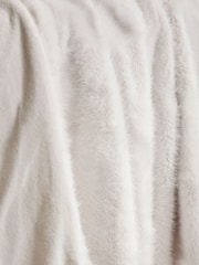 Ivory Textured Faux Fur Check Throw - Image 5 of 6