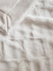 Ivory Textured Faux Fur Check Throw - Image 6 of 6
