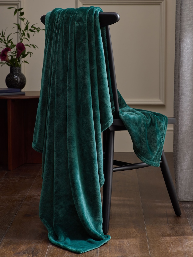 Teal Blue Plush Fleece Throw - Image 2 of 4