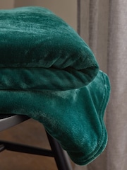 Teal Blue Plush Fleece Throw - Image 3 of 4