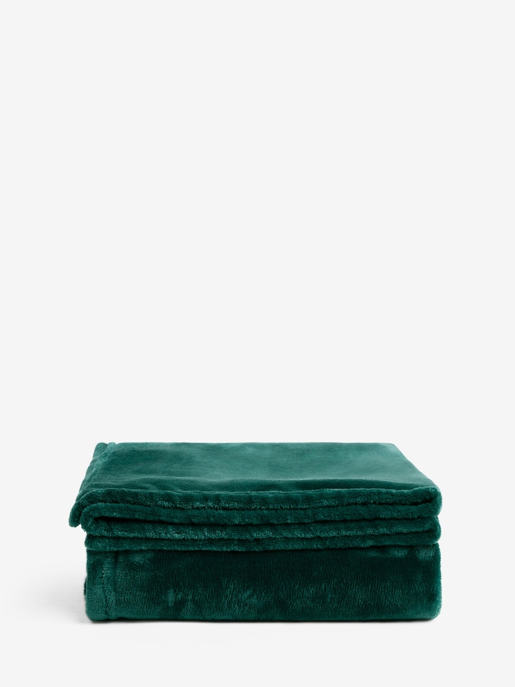 Teal Blue Plush Fleece Throw - Image 4 of 4