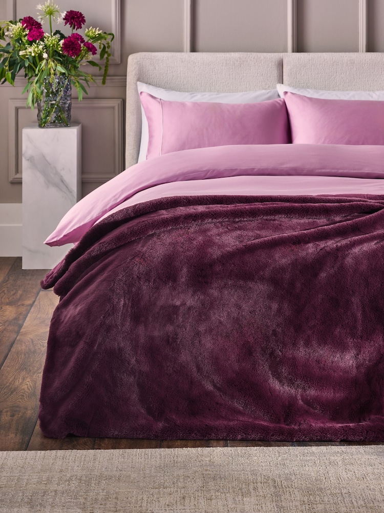 Plum Purple Plush Fleece Throw - Image 1 of 4