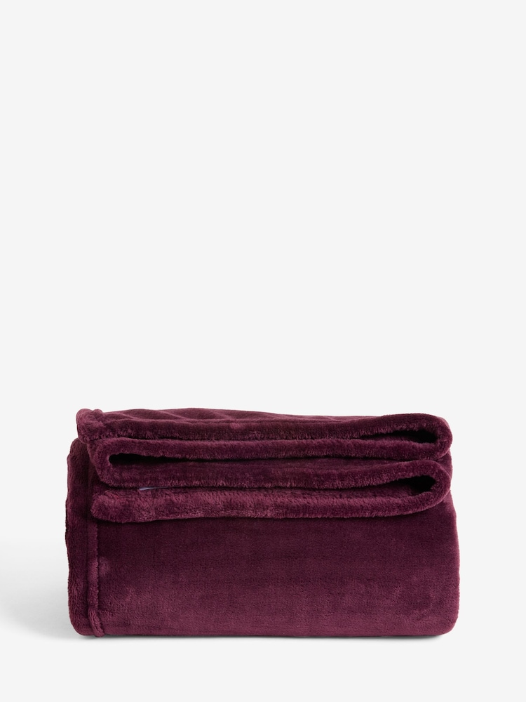 Plum Purple Plush Fleece Throw - Image 4 of 4