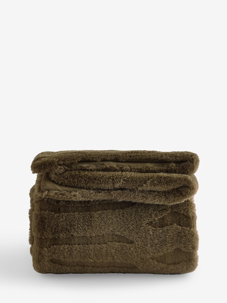 Green Tiger Cut Faux Fur Throw - Image 1 of 1 Green Tiger Cut Faux Fur Throw - Image 1 of 1