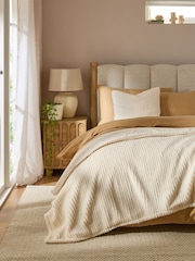 Ivory Stripe Texture Fleece Throw - Image 1 of 4