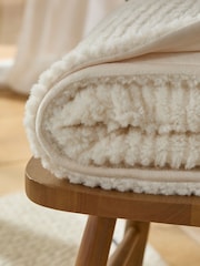Ivory Stripe Texture Fleece Throw - Image 3 of 4