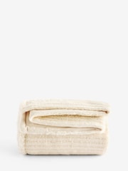 Ivory Stripe Texture Fleece Throw - Image 4 of 4