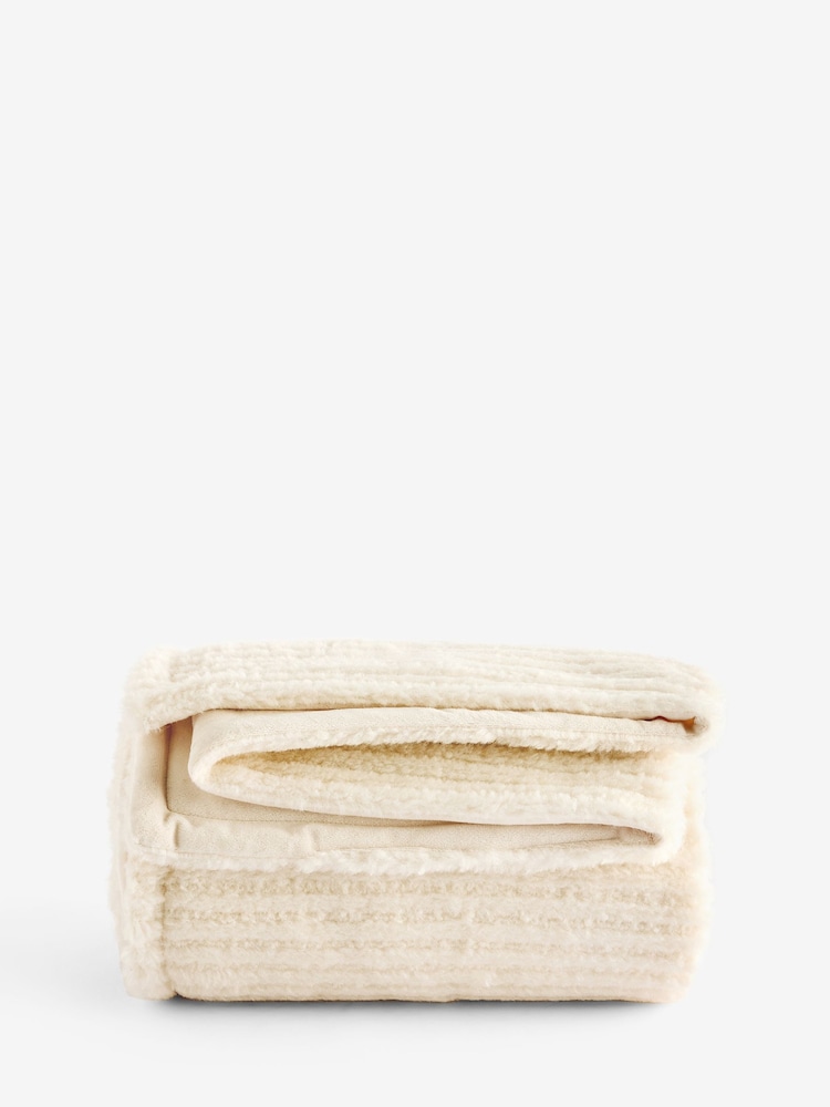 Ivory Stripe Texture Fleece Throw - Image 4 of 4