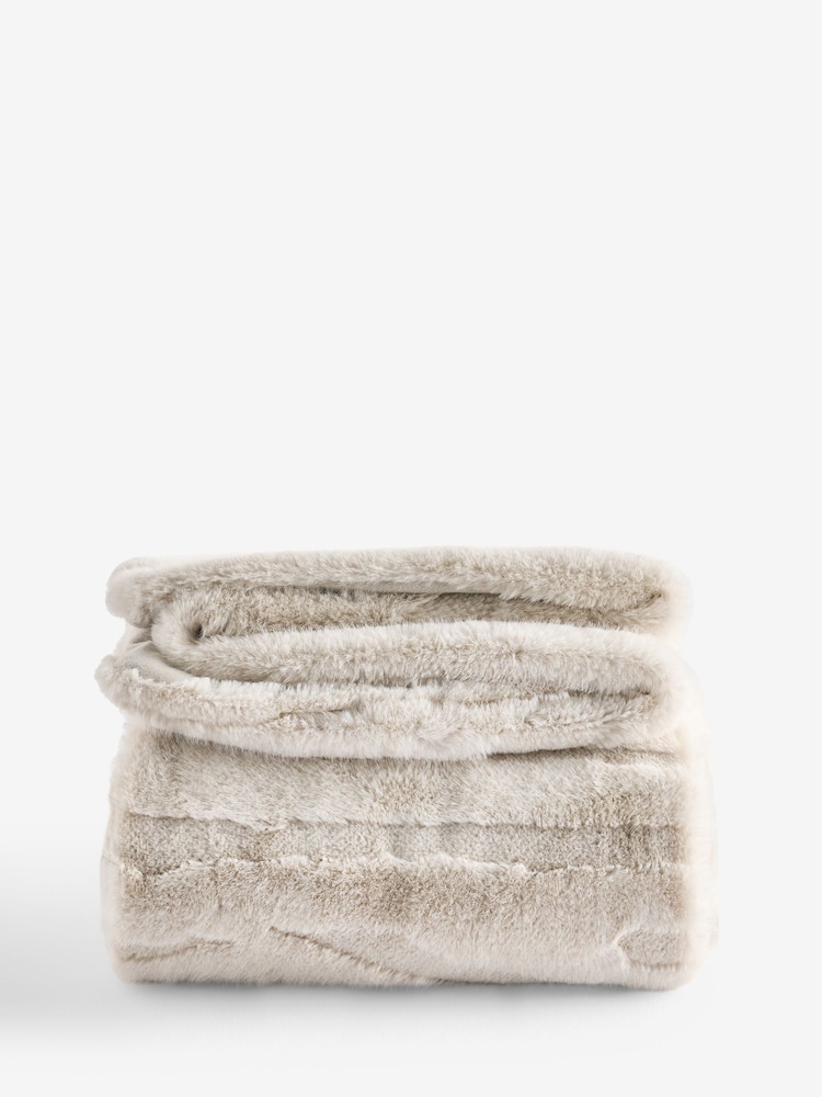 Ivory Tiger Cut Faux Fur Throw - Image 1 of 1 Ivory Tiger Cut Faux Fur Throw - Image 1 of 1