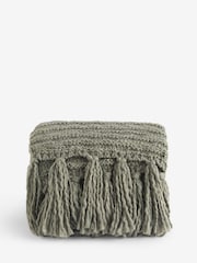 Sage Green Tassel Knit Throw - Image 4 of 4