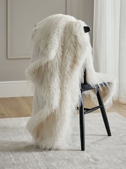 Ivory Feather Faux Fur Throw - Image 2 of 4