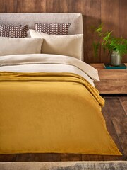 Ochre Yellow Plush Fleece Throw - Image 1 of 4