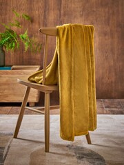 Ochre Yellow Plush Fleece Throw - Image 2 of 4