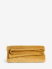 Ochre Yellow Plush Fleece Throw - Image 4 of 4