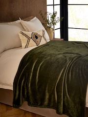 Dark Green Plush Fleece Throw - Image 1 of 4