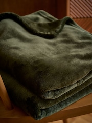 Dark Green Plush Fleece Throw - Image 3 of 4