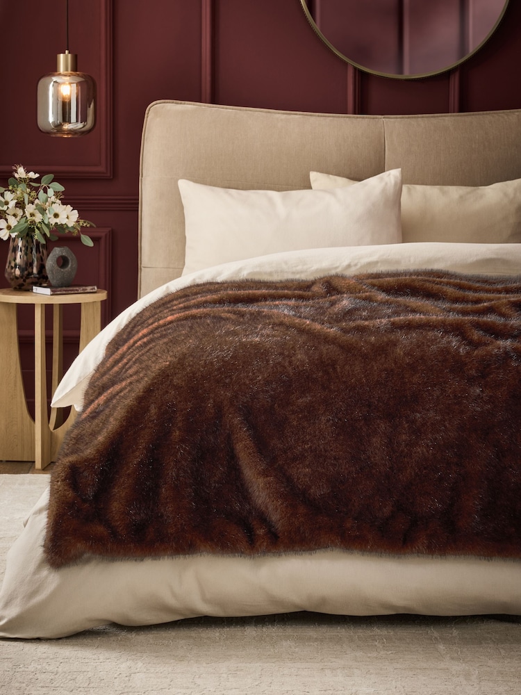 Brown Fox Faux Fur Throw - Image 1 of 4