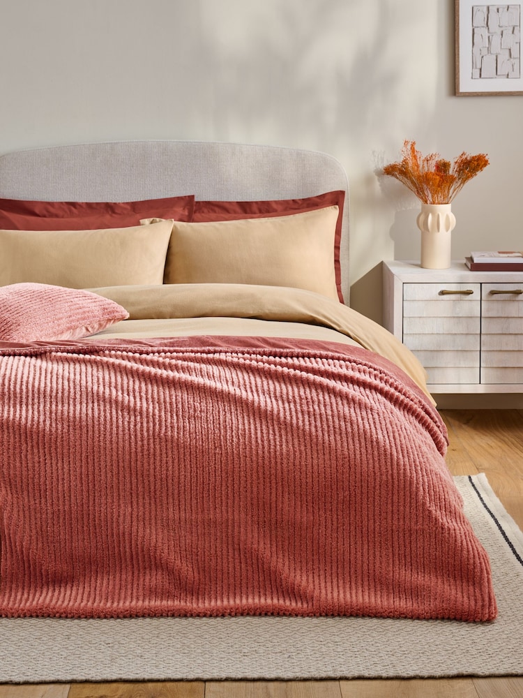Orange Stripe Texture Fleece Throw - Image 1 of 4