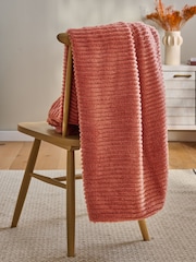 Orange Stripe Texture Fleece Throw - Image 2 of 4