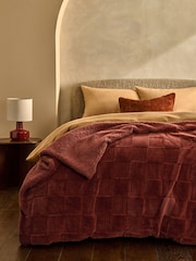 Orange Jasper Checkerboard Cosy Fleece Reverse Throw - Image 1 of 4