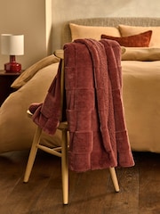 Orange Jasper Checkerboard Cosy Fleece Reverse Throw - Image 2 of 4