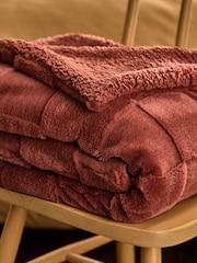 Orange Jasper Checkerboard Cosy Fleece Reverse Throw - Image 3 of 4
