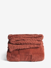 Orange Jasper Checkerboard Cosy Fleece Reverse Throw - Image 4 of 4