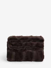 Brown Textured Faux Fur Check Throw - Image 4 of 4