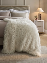 Ivory Monoglian Faux Fur Throw - Image 1 of 4