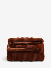 Orange Textured Faux Fur Check Throw - Image 1 of 1