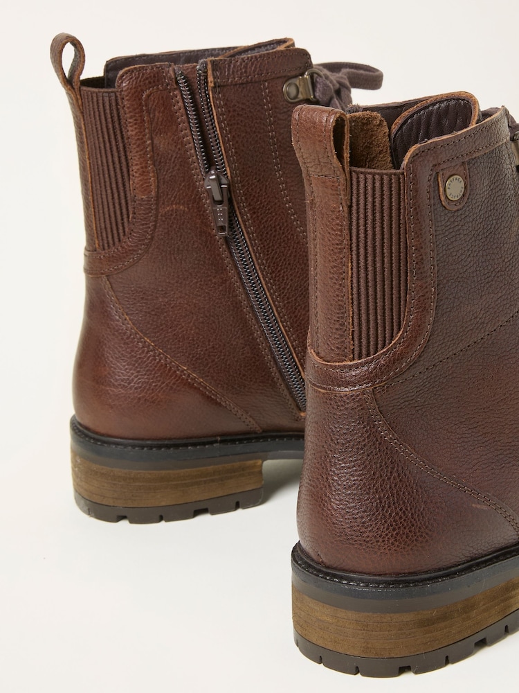 FatFace Margot Chocolate Brown Leather Boot - Image 2 of 3