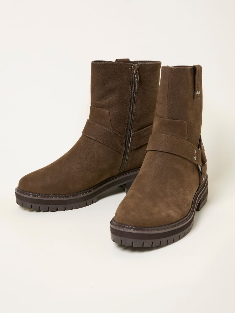 FatFace Leah Chocolate Brown Biker Boot - Image 2 of 3 FatFace Leah Chocolate Brown Biker Boot - Image 2 of 3