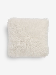 Ivory 59 x 59cm Mongolian Faux Fur Cushion - Image 4 of 5