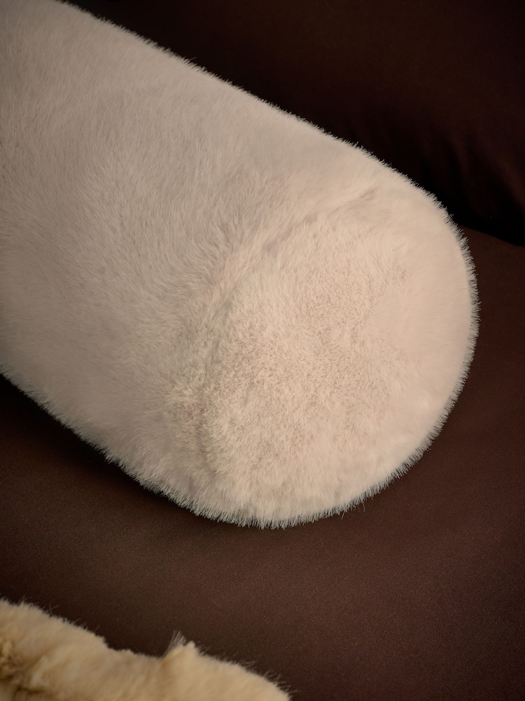 Ivory Cosy Plush Faux Fur Cushion - Image 2 of 3