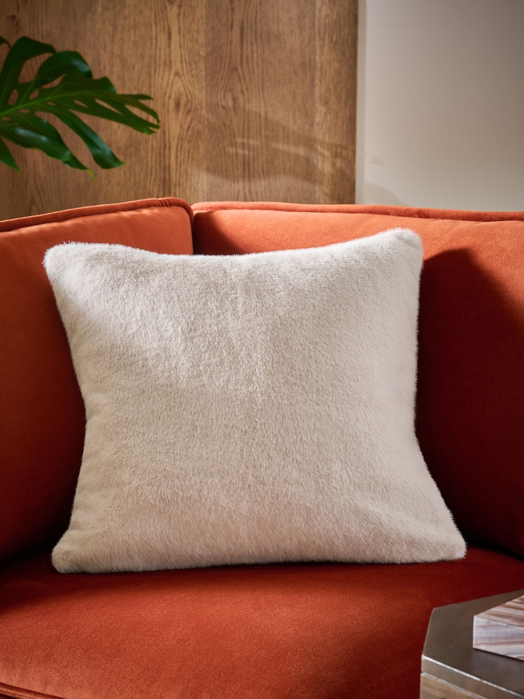 Ivory 50 x 50cm Cosy Plush Faux Fur Cushion - Image 1 of 5 Ivory 50 x 50cm Cosy Plush Faux Fur Cushion - Image 1 of 5