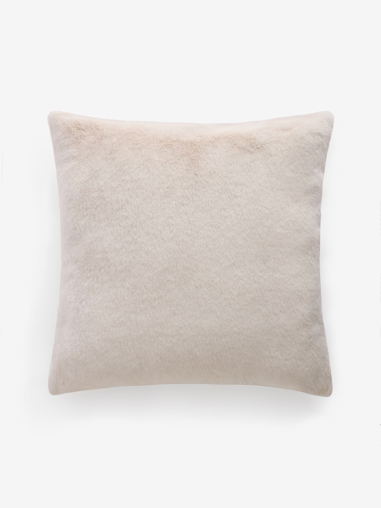 Ivory 50 x 50cm Cosy Plush Faux Fur Cushion - Image 2 of 5 Ivory 50 x 50cm Cosy Plush Faux Fur Cushion - Image 2 of 5