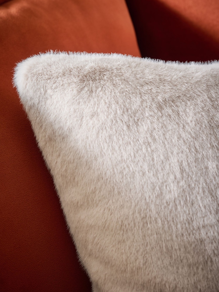 Ivory 50 x 50cm Cosy Plush Faux Fur Cushion - Image 5 of 5