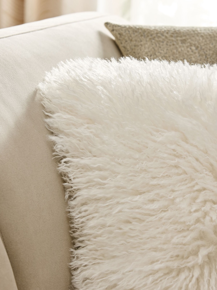 Ivory 40 x 59cm Mongolian Faux Fur Cushion - Image 2 of 6