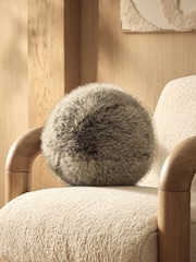 Brown Round Bear Faux Fur Cushion - Image 1 of 3