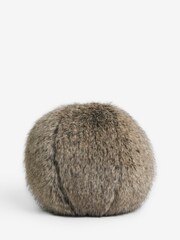 Brown Round Bear Faux Fur Cushion - Image 3 of 3