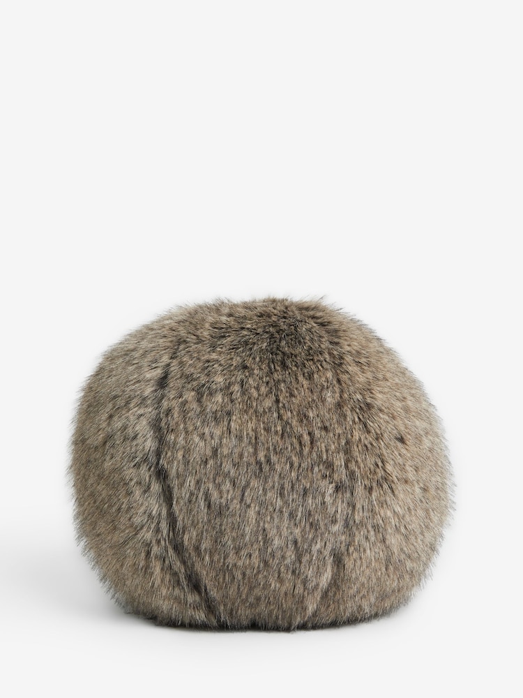 Brown Round Bear Faux Fur Cushion - Image 3 of 3