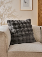 Charcoal Grey 59 x 59cm Aspen Faux Fur Cushion - Image 1 of 5