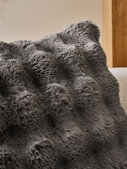Charcoal Grey 59 x 59cm Aspen Faux Fur Cushion - Image 2 of 5