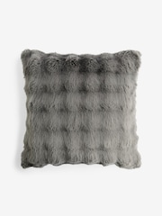 Charcoal Grey 59 x 59cm Aspen Faux Fur Cushion - Image 3 of 5