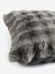 Charcoal Grey 59 x 59cm Aspen Faux Fur Cushion - Image 5 of 5